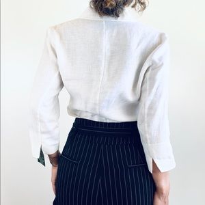 Ralph Lauren White Linen Button Up 3/4 Sleeve